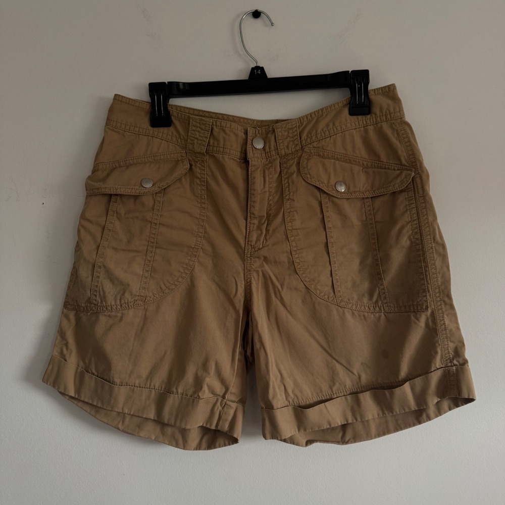 Lauren Ralph Lauren Khaki Cargo Utility Shorts Tan Cotton Cuffed Size 8